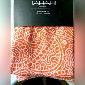 Tahari Home Orange & White 100in X 84in Window Panel Set